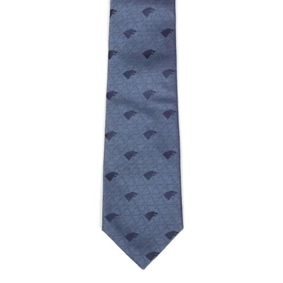 GAME OF THRONES House of Stark Dire Wolf Blue King of North Men's Silk Neck Tie - Picture 2 of 3